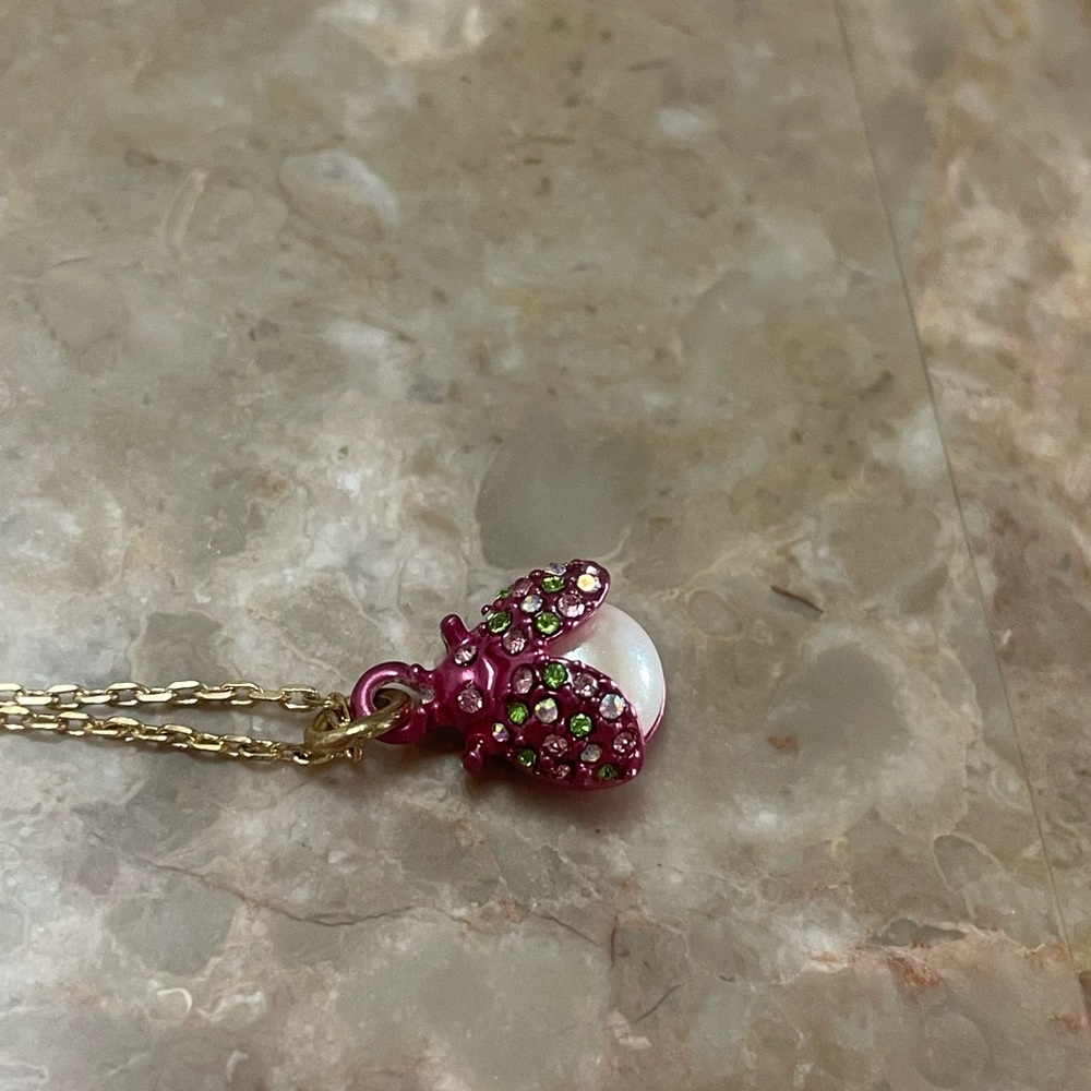 Betsey Johnson Pink Ladybug Necklace - Picture 6 of 8